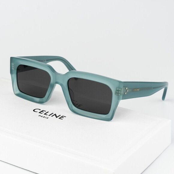 Celine  3 DOTS Women Sunglasses Light Green Grey Square CL40280U 93A BRAND NEW main image 5